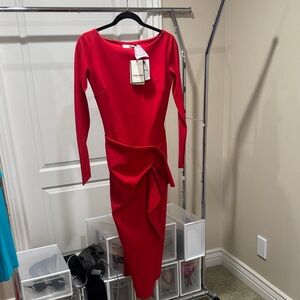 Chiara Boni Vibrant Red Long Sleeve Dress